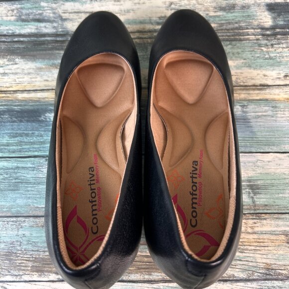 Comfortiva Womens 10M Classic Pumps Black Leather Dress Formal Comfort Work Shoe - Picture 4 of 10